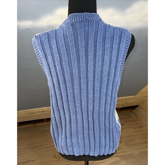 Vtg Pasta Colorful Sweater Vest Sz Large Green Blue Grandma Core Cottage - Picture 5 of 13